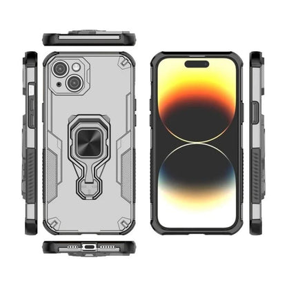 iPhone 14 PU Leather Wallet Phone Case with Metal Kickstand, Card Holder, Cash Pocket, Wrist Strap, Shockproof TPU Protective Cover & Screen Protector