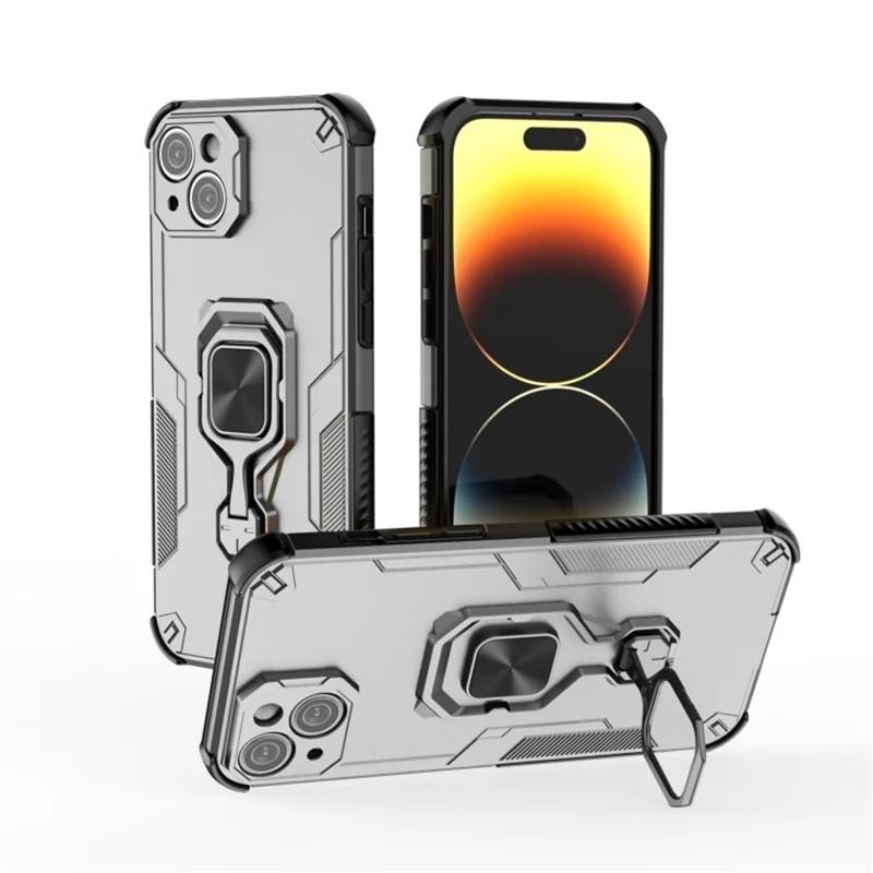 iPhone 14 PU Leather Wallet Phone Case with Metal Kickstand, Card Holder, Cash Pocket, Wrist Strap, Shockproof TPU Protective Cover & Screen Protector