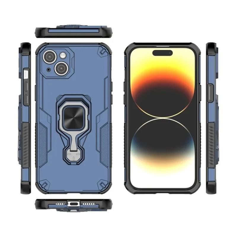 iPhone 14 PU Leather Wallet Phone Case with Metal Kickstand, Card Holder, Cash Pocket, Wrist Strap, Shockproof TPU Protective Cover & Screen Protector
