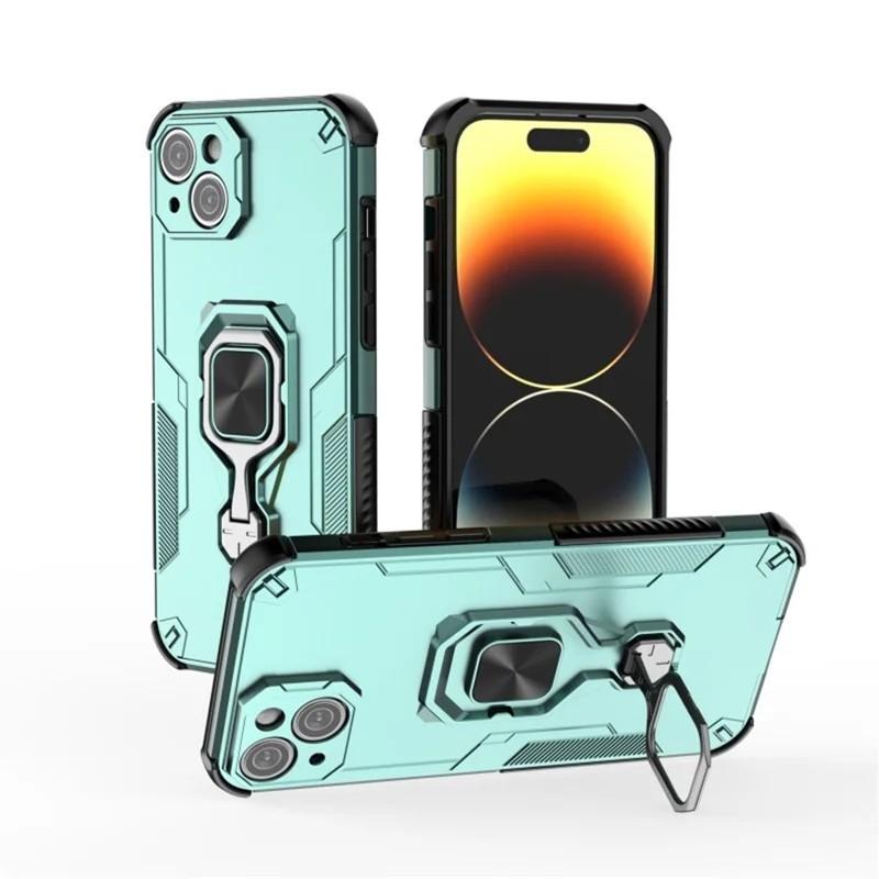 iPhone 13 PU Leather Wallet Phone Case with Metal Kickstand, Card Holder, Cash Pocket, Wrist Strap, Shockproof TPU Protective Cover & Screen Protector