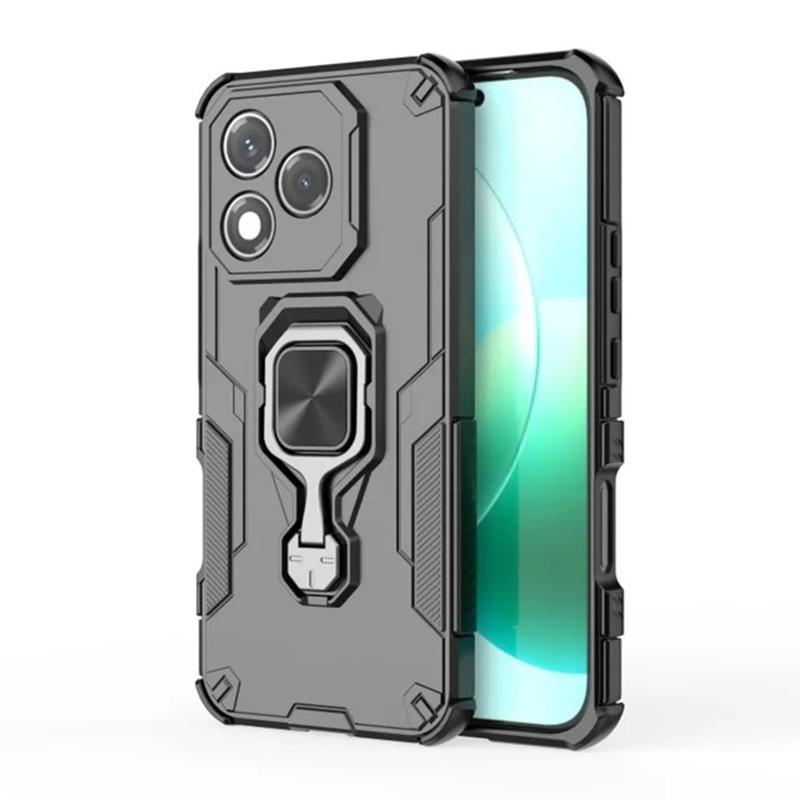 Honor 400 Lite PU Leather Wallet Phone Case with Metal Kickstand, Card Holder, Cash Pocket, Wrist Strap, Shockproof TPU Protective Cover & Screen Protector