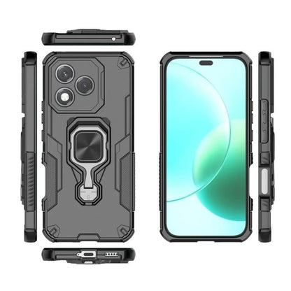 Honor 400 Lite PU Leather Wallet Phone Case with Metal Kickstand, Card Holder, Cash Pocket, Wrist Strap, Shockproof TPU Protective Cover & Screen Protector