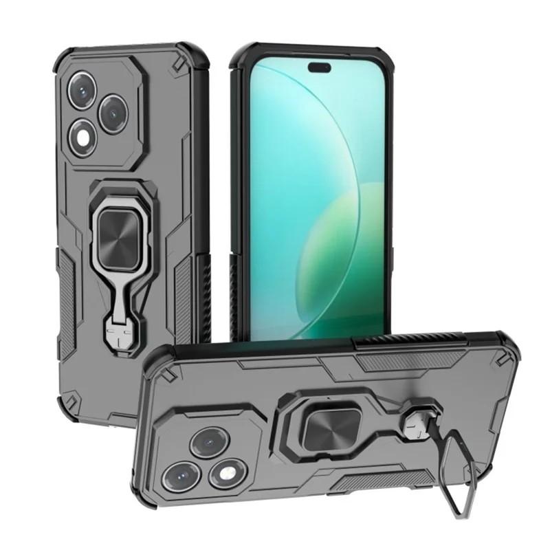 Honor 400 Lite PU Leather Wallet Phone Case with Metal Kickstand, Card Holder, Cash Pocket, Wrist Strap, Shockproof TPU Protective Cover & Screen Protector