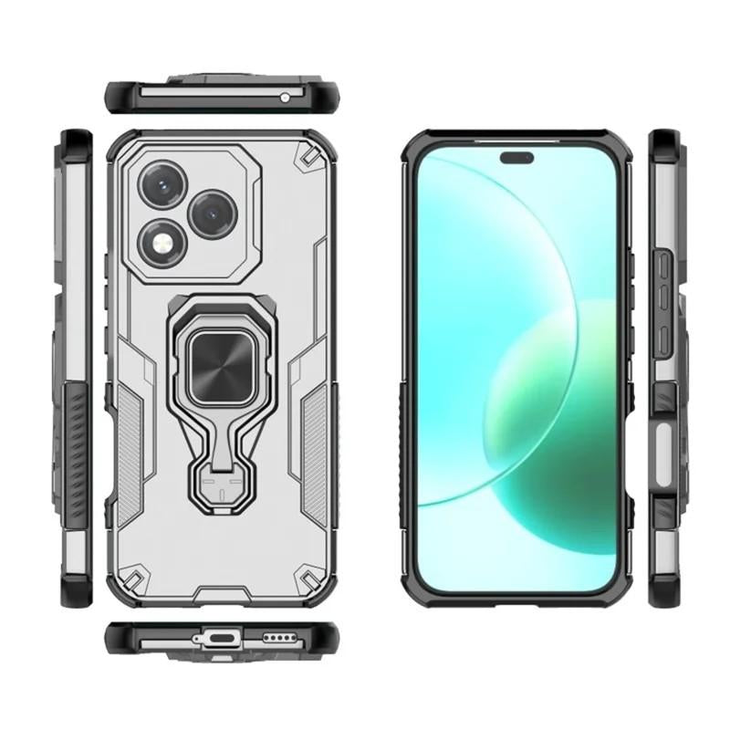 Honor 400 Lite PU Leather Wallet Phone Case with Metal Kickstand, Card Holder, Cash Pocket, Wrist Strap, Shockproof TPU Protective Cover & Screen Protector