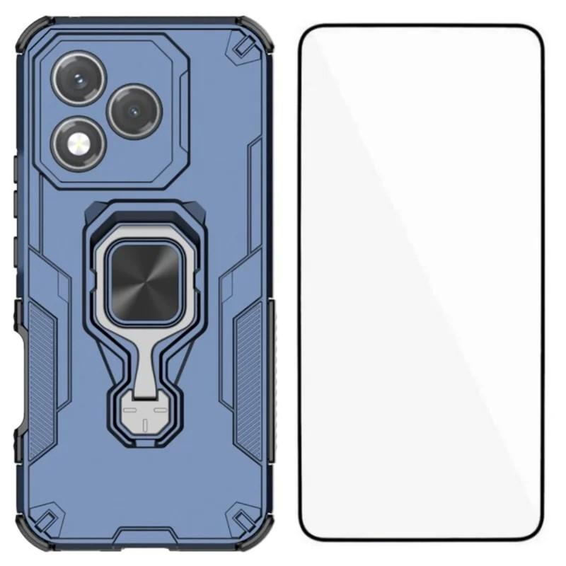 Honor 400 Lite PU Leather Wallet Phone Case with Metal Kickstand, Card Holder, Cash Pocket, Wrist Strap, Shockproof TPU Protective Cover & Screen Protector