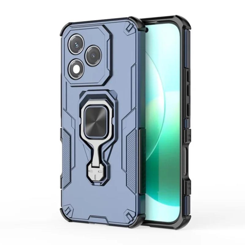 Honor 400 Lite PU Leather Wallet Phone Case with Metal Kickstand, Card Holder, Cash Pocket, Wrist Strap, Shockproof TPU Protective Cover & Screen Protector