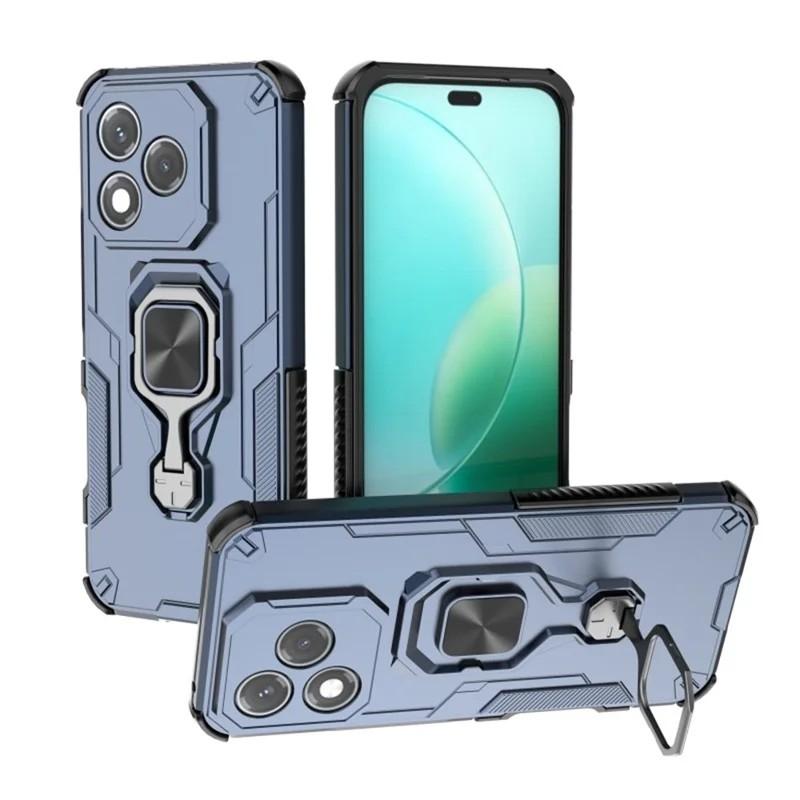 Honor 400 Lite PU Leather Wallet Phone Case with Metal Kickstand, Card Holder, Cash Pocket, Wrist Strap, Shockproof TPU Protective Cover & Screen Protector