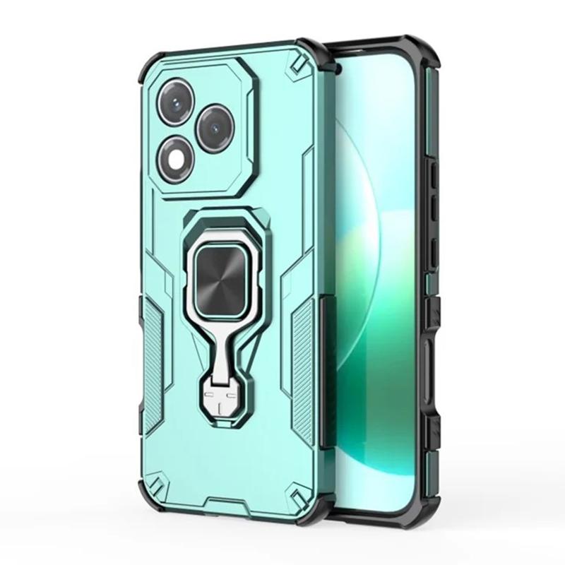 Honor 400 Lite PU Leather Wallet Phone Case with Metal Kickstand, Card Holder, Cash Pocket, Wrist Strap, Shockproof TPU Protective Cover & Screen Protector