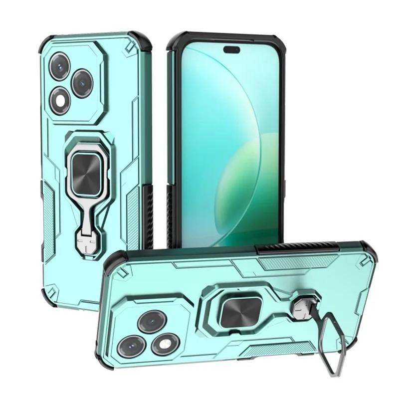 Honor 400 Lite PU Leather Wallet Phone Case with Metal Kickstand, Card Holder, Cash Pocket, Wrist Strap, Shockproof TPU Protective Cover & Screen Protector