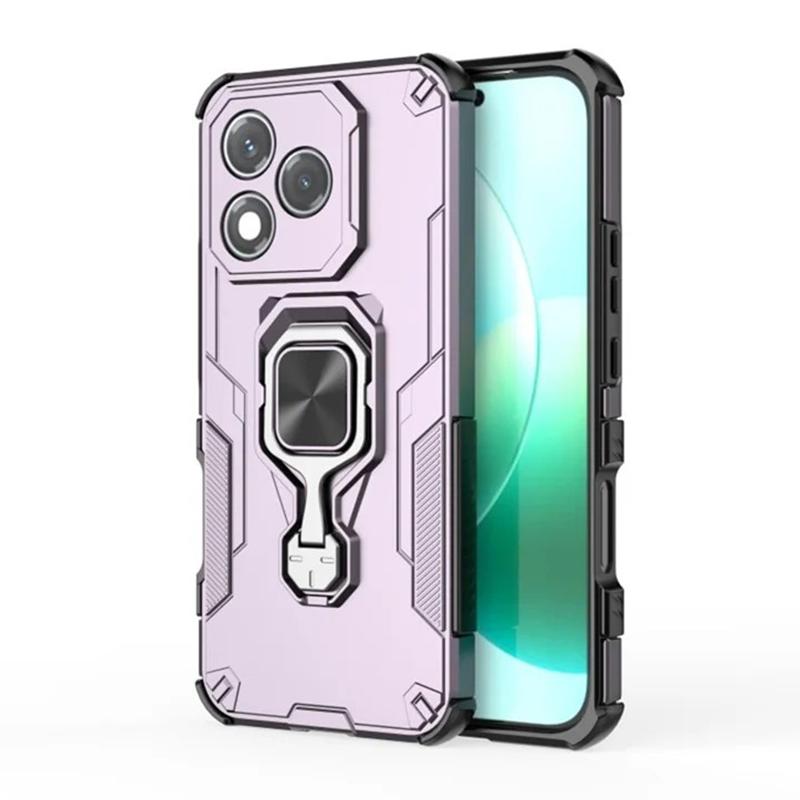 Honor 400 Lite PU Leather Wallet Phone Case with Metal Kickstand, Card Holder, Cash Pocket, Wrist Strap, Shockproof TPU Protective Cover & Screen Protector