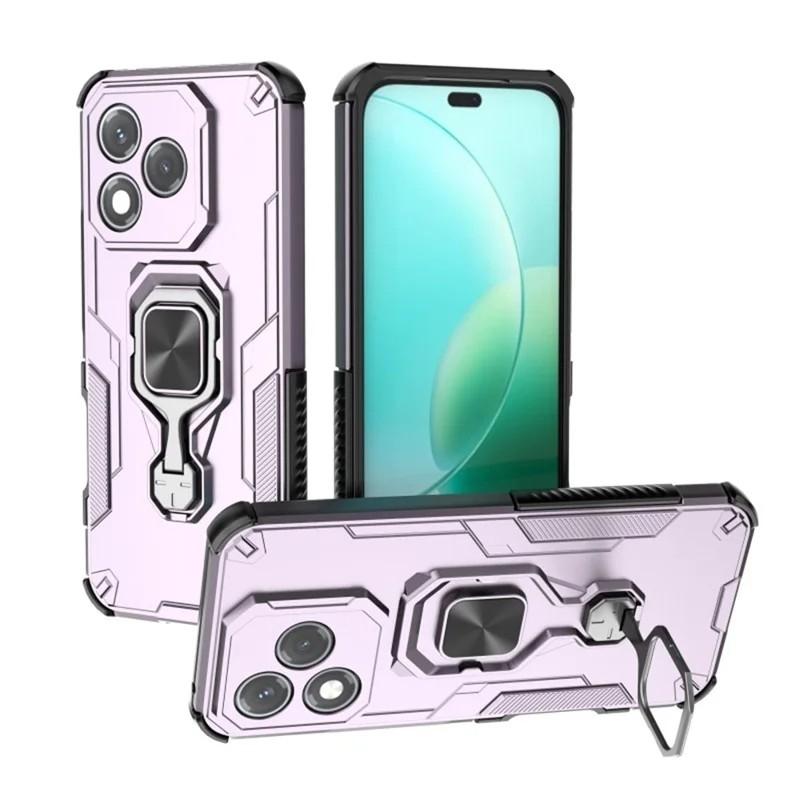 Honor 400 Lite PU Leather Wallet Phone Case with Metal Kickstand, Card Holder, Cash Pocket, Wrist Strap, Shockproof TPU Protective Cover & Screen Protector