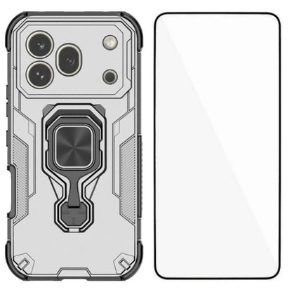 Honor 600 Pro PU Leather Wallet Phone Case with Metal Kickstand, Card Holder, Cash Pocket, Wrist Strap, Shockproof TPU Protective Cover & Screen Protector