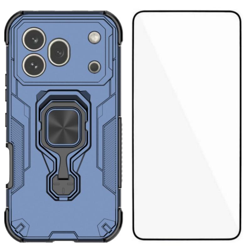 Honor 600 Pro PU Leather Wallet Phone Case with Metal Kickstand, Card Holder, Cash Pocket, Wrist Strap, Shockproof TPU Protective Cover & Screen Protector