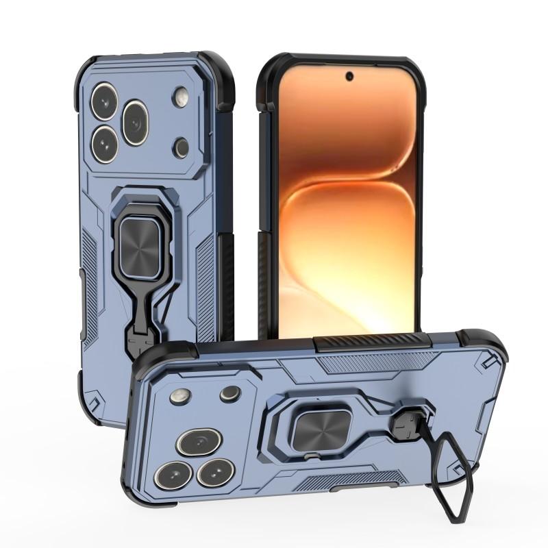 Honor 600 Pro PU Leather Wallet Phone Case with Metal Kickstand, Card Holder, Cash Pocket, Wrist Strap, Shockproof TPU Protective Cover & Screen Protector