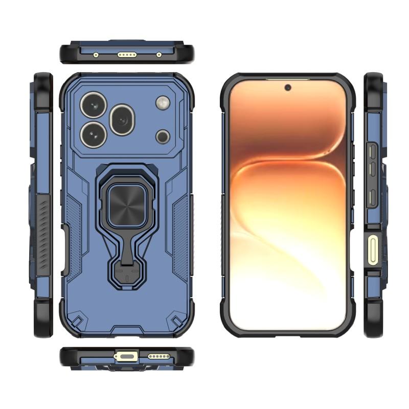 Honor 600 Pro PU Leather Wallet Phone Case with Metal Kickstand, Card Holder, Cash Pocket, Wrist Strap, Shockproof TPU Protective Cover & Screen Protector