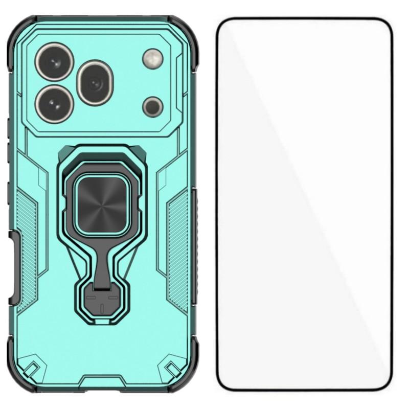 Honor 600 Pro PU Leather Wallet Phone Case with Metal Kickstand, Card Holder, Cash Pocket, Wrist Strap, Shockproof TPU Protective Cover & Screen Protector