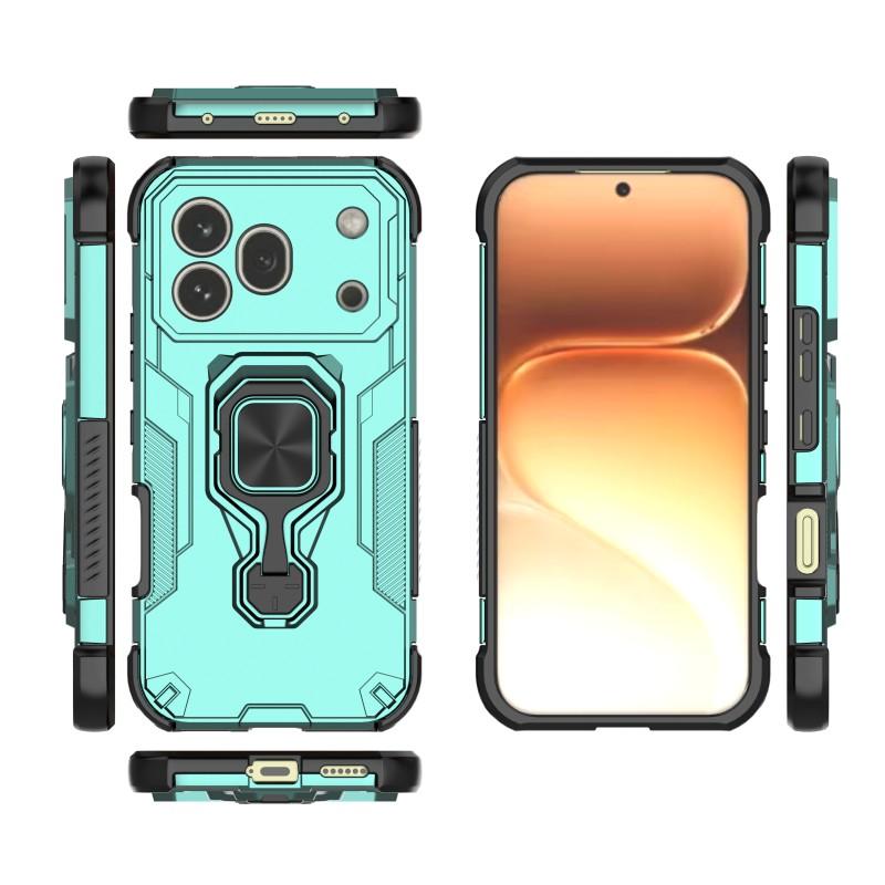 Honor 600 Pro PU Leather Wallet Phone Case with Metal Kickstand, Card Holder, Cash Pocket, Wrist Strap, Shockproof TPU Protective Cover & Screen Protector