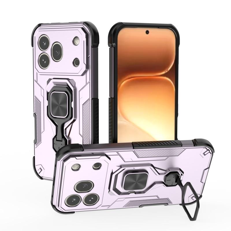 Honor 600 Pro PU Leather Wallet Phone Case with Metal Kickstand, Card Holder, Cash Pocket, Wrist Strap, Shockproof TPU Protective Cover & Screen Protector