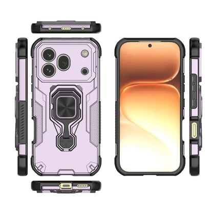 Honor 600 Pro PU Leather Wallet Phone Case with Metal Kickstand, Card Holder, Cash Pocket, Wrist Strap, Shockproof TPU Protective Cover & Screen Protector