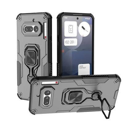 Nothing Phone 4a PU Leather Wallet Phone Case with Metal Kickstand, Card Holder, Cash Pocket, Wrist Strap, Shockproof TPU Protective Cover & Screen Protector