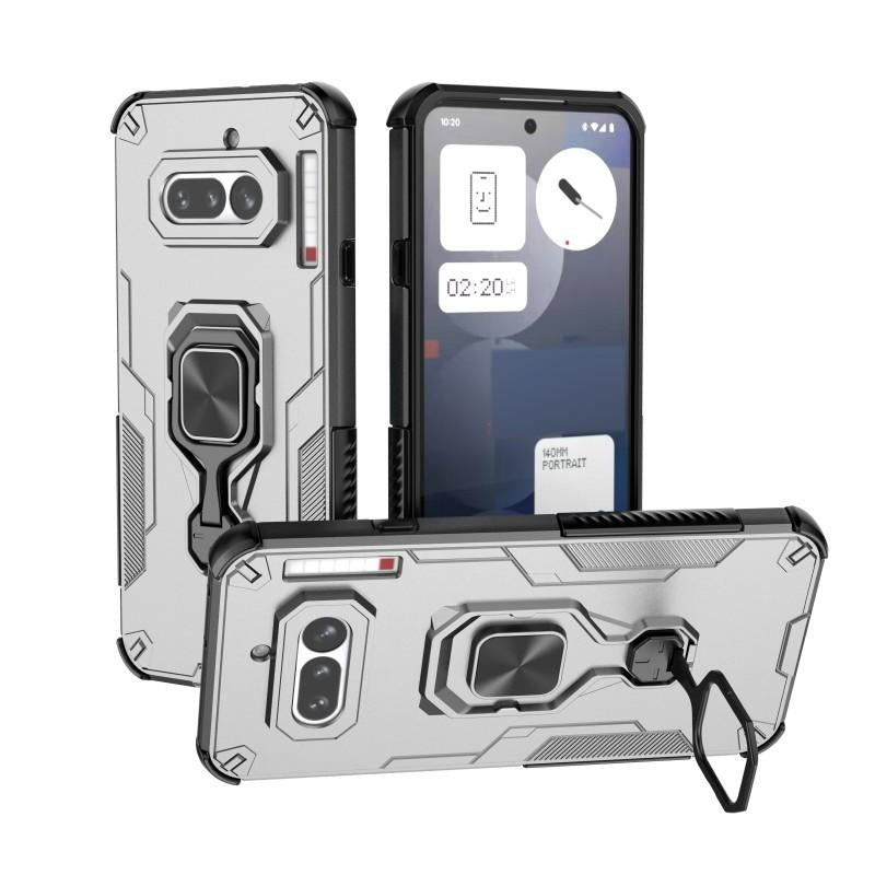 Nothing Phone 4a PU Leather Wallet Phone Case with Metal Kickstand, Card Holder, Cash Pocket, Wrist Strap, Shockproof TPU Protective Cover & Screen Protector