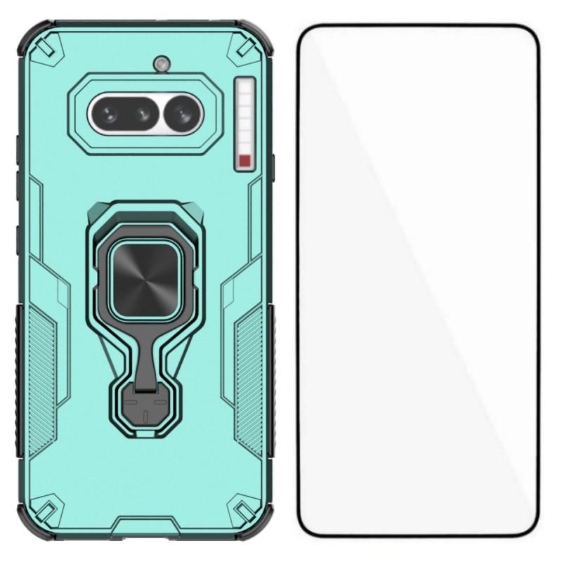 Nothing Phone 4a PU Leather Wallet Phone Case with Metal Kickstand, Card Holder, Cash Pocket, Wrist Strap, Shockproof TPU Protective Cover & Screen Protector
