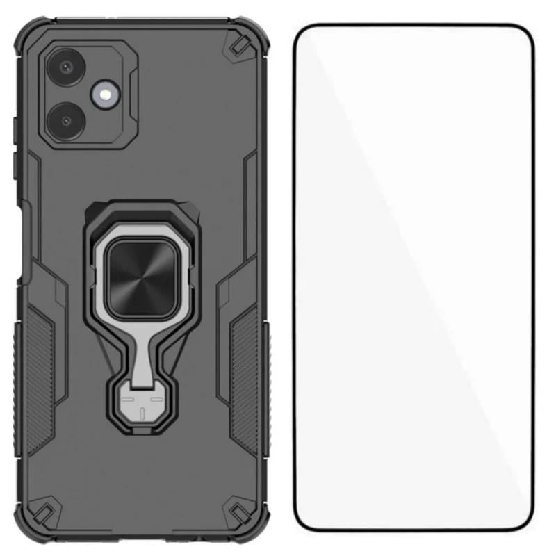 Samsung Galaxy A06 4G PU Leather Wallet Phone Case with Metal Kickstand, Card Holder, Cash Pocket, Wrist Strap, Shockproof TPU Protective Cover & Screen Protector