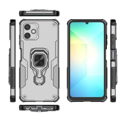 Samsung Galaxy A06 4G PU Leather Wallet Phone Case with Metal Kickstand, Card Holder, Cash Pocket, Wrist Strap, Shockproof TPU Protective Cover & Screen Protector