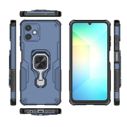 Samsung Galaxy A06 4G PU Leather Wallet Phone Case with Metal Kickstand, Card Holder, Cash Pocket, Wrist Strap, Shockproof TPU Protective Cover & Screen Protector
