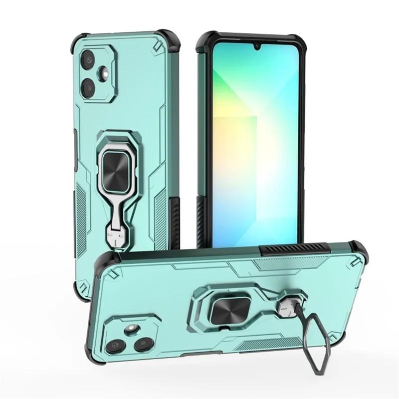 Samsung Galaxy A06 4G PU Leather Wallet Phone Case with Metal Kickstand, Card Holder, Cash Pocket, Wrist Strap, Shockproof TPU Protective Cover & Screen Protector