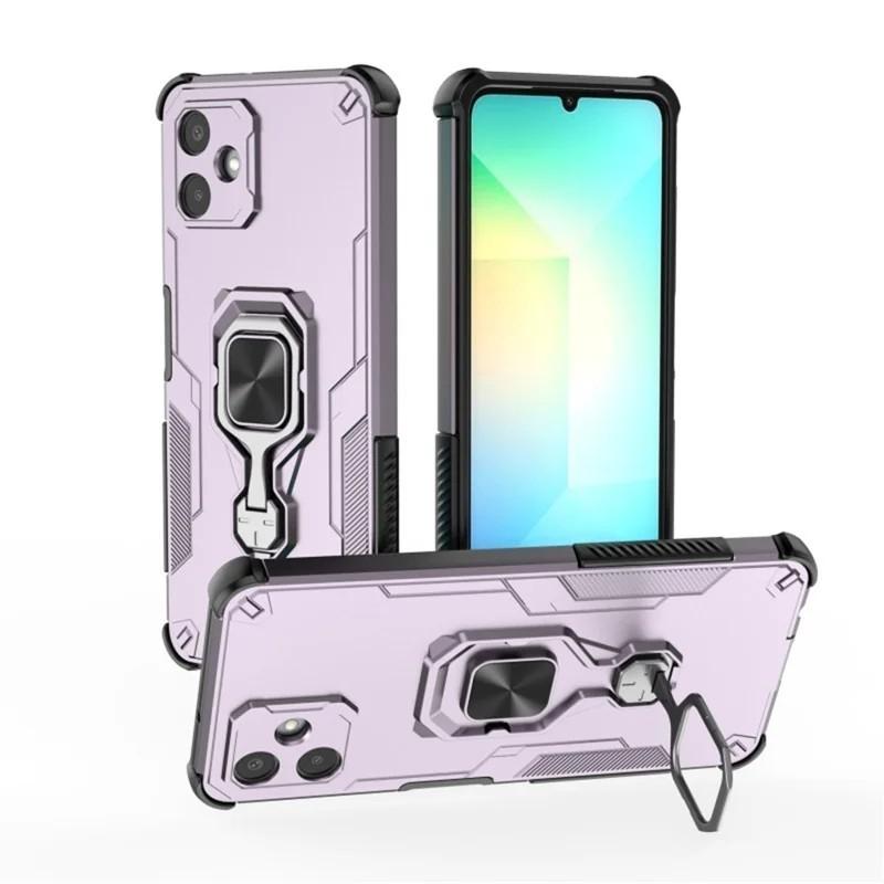 Samsung Galaxy A06 4G PU Leather Wallet Phone Case with Metal Kickstand, Card Holder, Cash Pocket, Wrist Strap, Shockproof TPU Protective Cover & Screen Protector