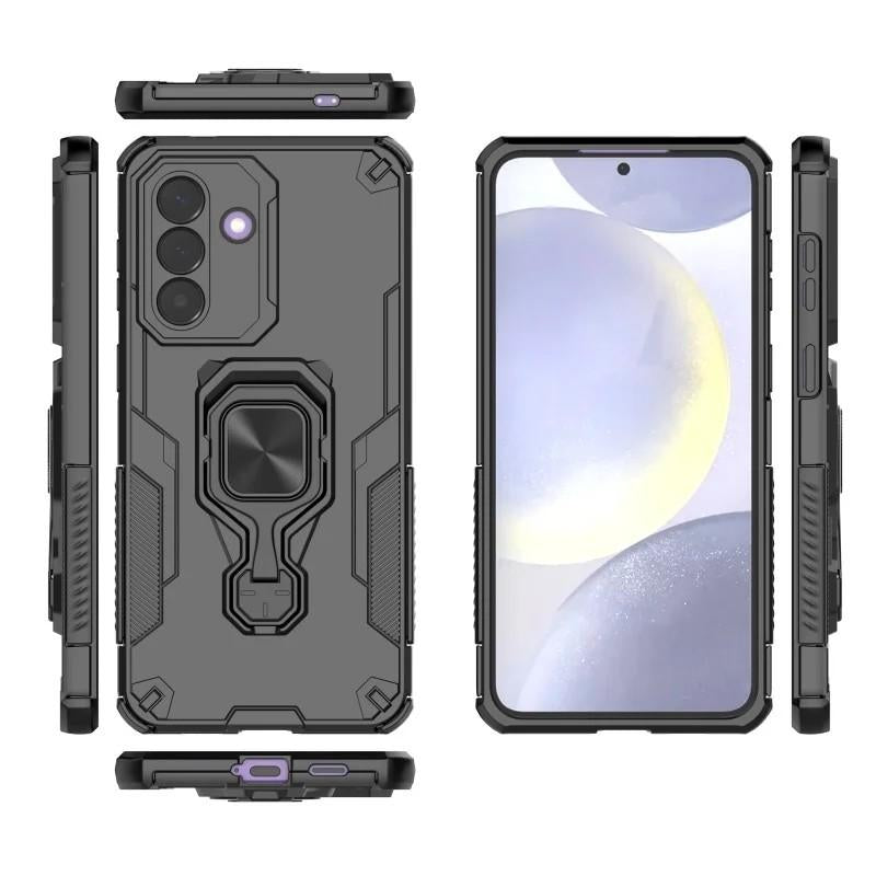 Samsung Galaxy A16 4G PU Leather Wallet Phone Case with Metal Kickstand, Card Holder, Cash Pocket, Wrist Strap, Shockproof TPU Protective Cover & Screen Protector
