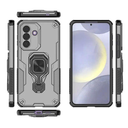 Samsung Galaxy A26 5G PU Leather Wallet Phone Case with Metal Kickstand, Card Holder, Cash Pocket, Wrist Strap, Shockproof TPU Protective Cover & Screen Protector