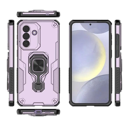 Samsung Galaxy A35 5G PU Leather Wallet Phone Case with Metal Kickstand, Card Holder, Cash Pocket, Wrist Strap, Shockproof TPU Protective Cover & Screen Protector