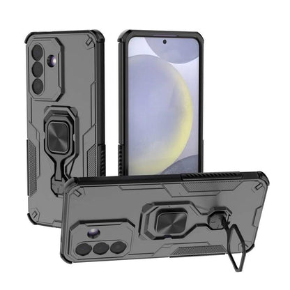 Samsung Galaxy S25 5G PU Leather Wallet Phone Case with Metal Kickstand, Card Holder, Cash Pocket, Wrist Strap, Shockproof TPU Protective Cover & Screen Protector