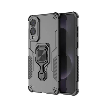 Samsung Galaxy S25 Edge 5G PU Leather Wallet Phone Case with Metal Kickstand, Card Holder, Cash Pocket, Wrist Strap, Shockproof TPU Protective Cover & Screen Protector