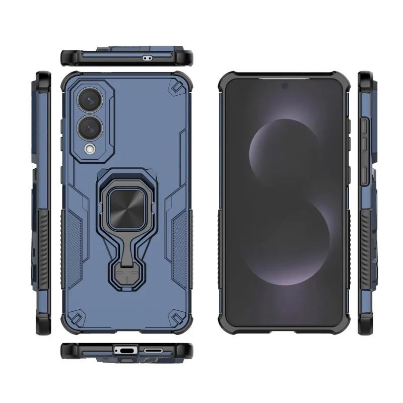 Samsung Galaxy S25 Edge 5G PU Leather Wallet Phone Case with Metal Kickstand, Card Holder, Cash Pocket, Wrist Strap, Shockproof TPU Protective Cover & Screen Protector