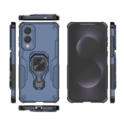 Samsung Galaxy S25 Edge 5G PU Leather Wallet Phone Case with Metal Kickstand, Card Holder, Cash Pocket, Wrist Strap, Shockproof TPU Protective Cover & Screen Protector