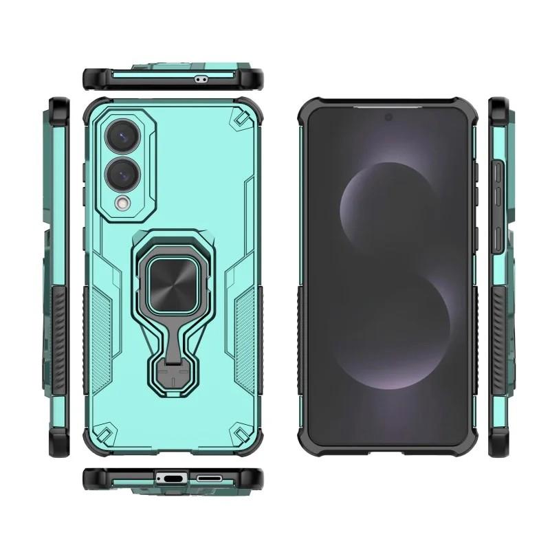 Samsung Galaxy S25 Edge 5G PU Leather Wallet Phone Case with Metal Kickstand, Card Holder, Cash Pocket, Wrist Strap, Shockproof TPU Protective Cover & Screen Protector