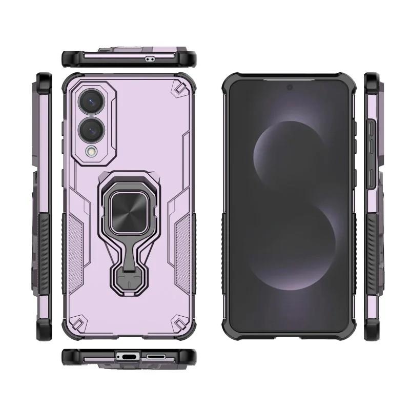 Samsung Galaxy S25 Edge 5G PU Leather Wallet Phone Case with Metal Kickstand, Card Holder, Cash Pocket, Wrist Strap, Shockproof TPU Protective Cover & Screen Protector