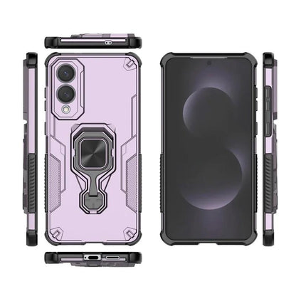 Samsung Galaxy S25 Edge 5G PU Leather Wallet Phone Case with Metal Kickstand, Card Holder, Cash Pocket, Wrist Strap, Shockproof TPU Protective Cover & Screen Protector