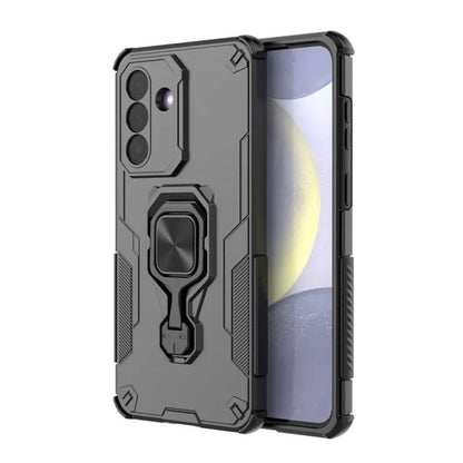 Samsung Galaxy S25 FE 5G PU Leather Wallet Phone Case with Metal Kickstand, Card Holder, Cash Pocket, Wrist Strap, Shockproof TPU Protective Cover & Screen Protector
