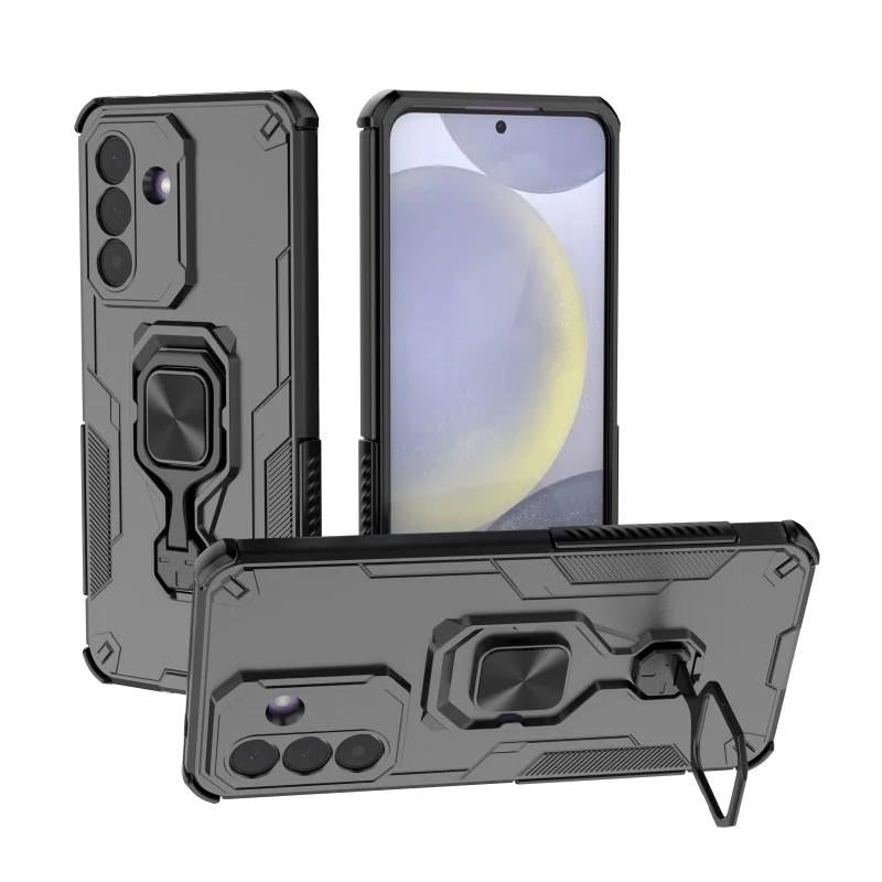 Samsung Galaxy S25+ 5G PU Leather Wallet Phone Case with Metal Kickstand, Card Holder, Cash Pocket, Wrist Strap, Shockproof TPU Protective Cover & Screen Protector