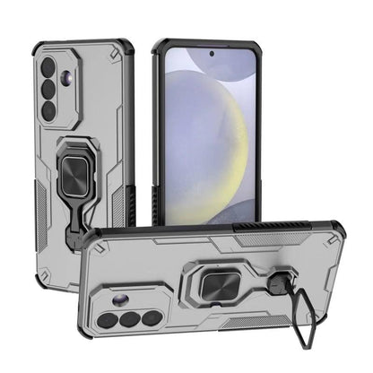 Samsung Galaxy S25+ 5G PU Leather Wallet Phone Case with Metal Kickstand, Card Holder, Cash Pocket, Wrist Strap, Shockproof TPU Protective Cover & Screen Protector