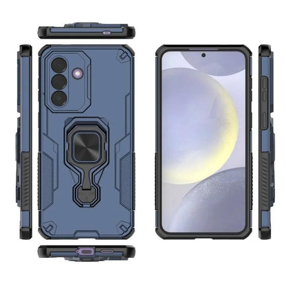 Samsung Galaxy S25+ 5G PU Leather Wallet Phone Case with Metal Kickstand, Card Holder, Cash Pocket, Wrist Strap, Shockproof TPU Protective Cover & Screen Protector