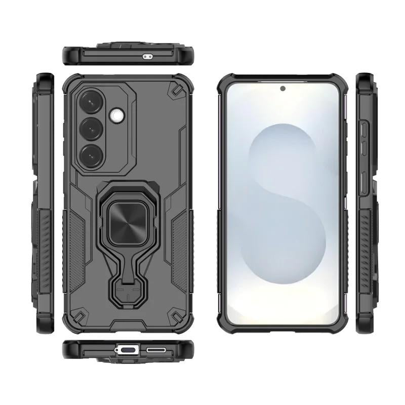 Samsung Galaxy S26+ 5G PU Leather Wallet Phone Case with Metal Kickstand, Card Holder, Cash Pocket, Wrist Strap, Shockproof TPU Protective Cover & Screen Protector