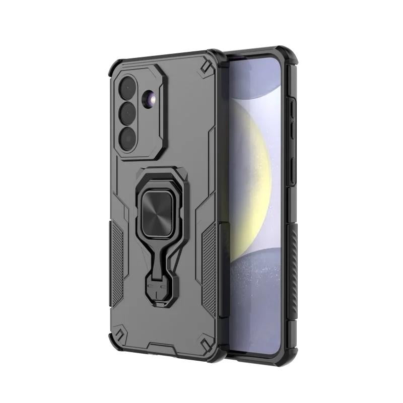 Samsung Galaxy A27 5G PU Leather Wallet Phone Case with Metal Kickstand, Card Holder, Cash Pocket, Wrist Strap, Shockproof TPU Protective Cover & Screen Protector