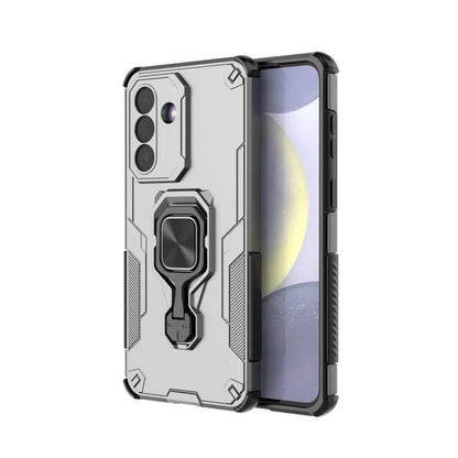 Samsung Galaxy A27 5G PU Leather Wallet Phone Case with Metal Kickstand, Card Holder, Cash Pocket, Wrist Strap, Shockproof TPU Protective Cover & Screen Protector
