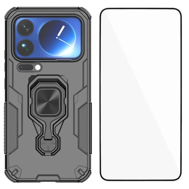 Xiaomi 17 Pro Max PU Leather Wallet Phone Case with Metal Kickstand, Card Holder, Cash Pocket, Wrist Strap, Shockproof TPU Protective Cover & Screen Protector