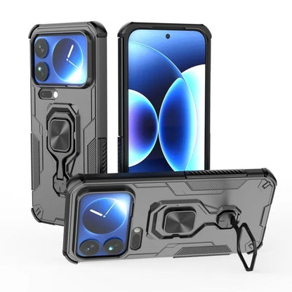 Xiaomi 17 Pro Max PU Leather Wallet Phone Case with Metal Kickstand, Card Holder, Cash Pocket, Wrist Strap, Shockproof TPU Protective Cover & Screen Protector